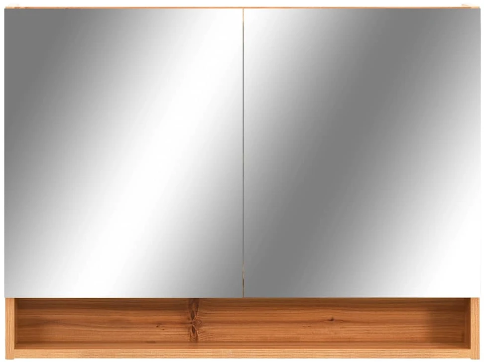 Veidrodinė vonios spintelė su LED, ąžuolo, 80x15x60cm, MDF