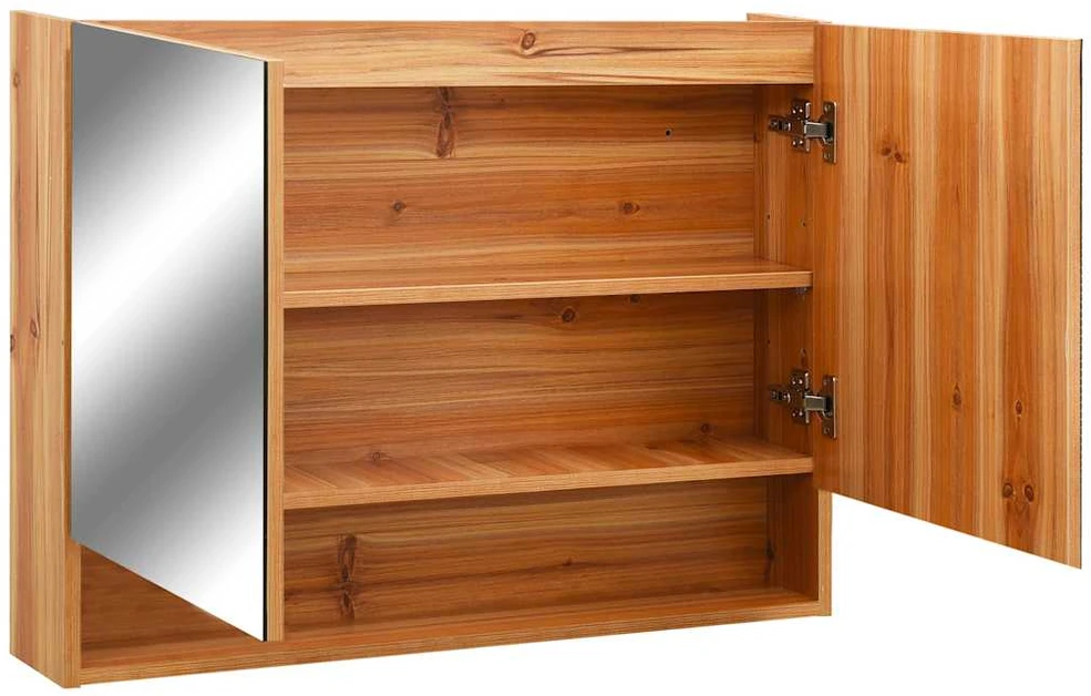 Veidrodinė vonios spintelė su LED, ąžuolo, 80x15x60cm, MDF