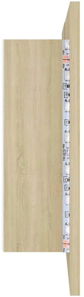 Veidrodinė vonios spintelė su LED, ąžuolo, 80x12x45cm, akrilas