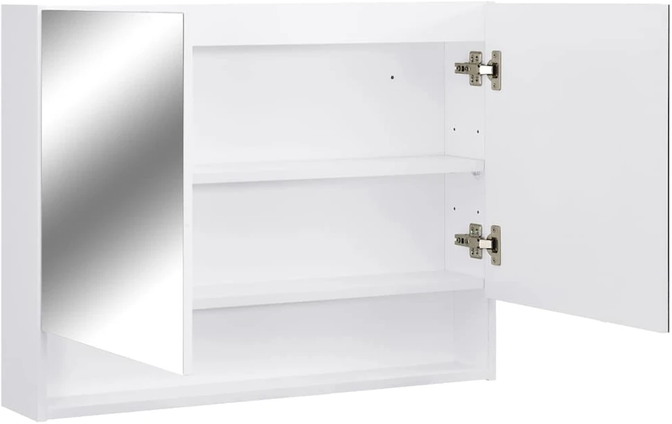Veidrodinė vonios spintelė su LED, balta, 80x15x60cm, MDF