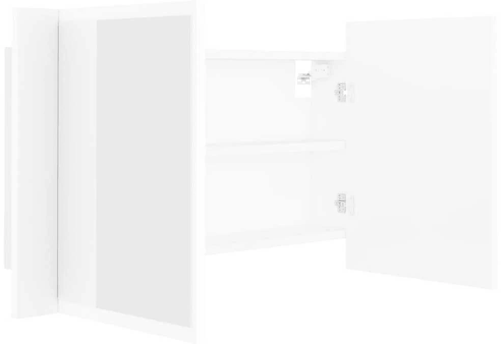 Veidrodinė vonios spintelė su LED, balta, 80x12x45cm, akrilas