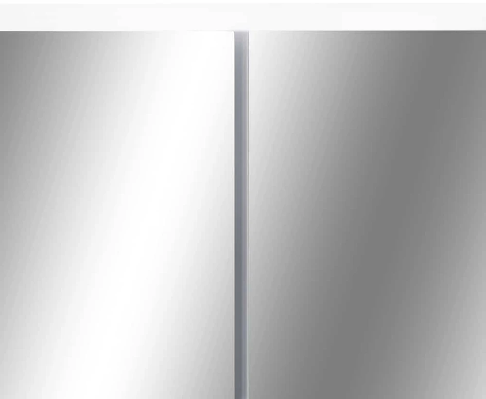 Veidrodinė vonios spintelė su LED, balta, 80x15x60cm, MDF