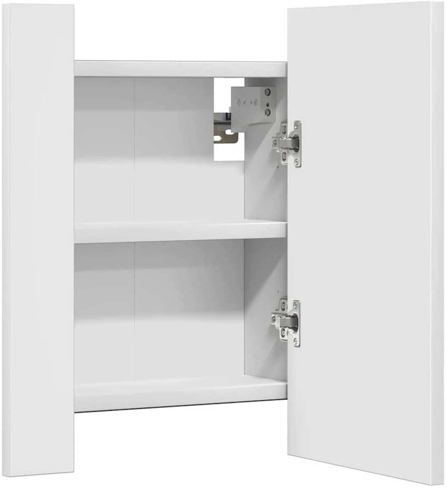 Veidrodinė vonios spintelė su LED, balta, 40x12x45cm, akrilas