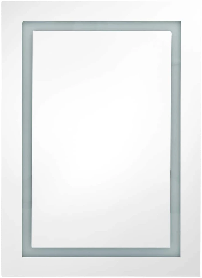 Veidrodinė vonios spintelė su LED, balta, 50x13x70cm, blizgi