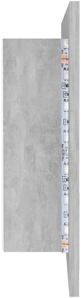 Veidrodinė vonios spintelė su LED, betono, 90x12x45cm, akrilas