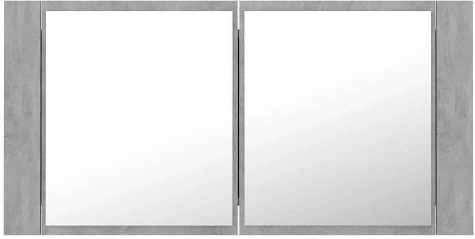 Veidrodinė vonios spintelė su LED, betono, 90x12x45cm, akrilas
