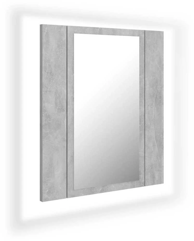 Veidrodinė vonios spintelė su LED, betono, 40x12x45cm, akrilas