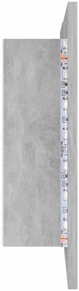 Veidrodinė vonios spintelė su LED, betono, 80x12x45cm, akrilas
