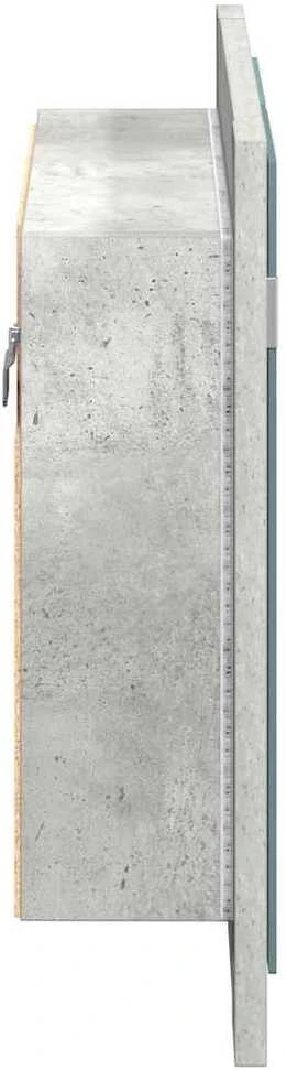 Veidrodinė vonios spintelė su LED, betono, 60x12x45cm, akrilas
