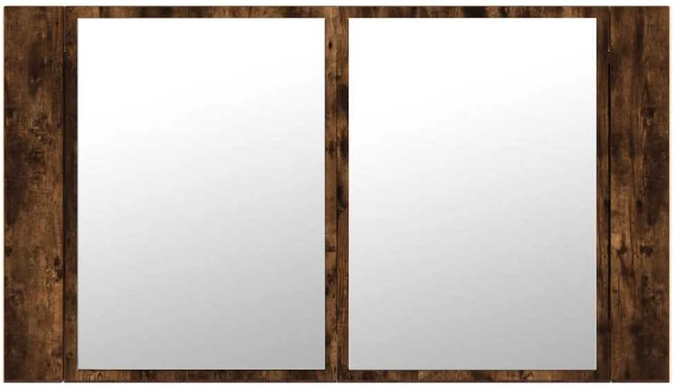 Veidrodinė vonios spintelė su LED, dūminė, 80x12x45cm, akrilas