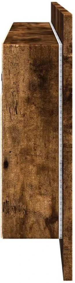 Veidrodinė vonios spintelė su LED, dūminio ąžuolo, 100x12x45cm