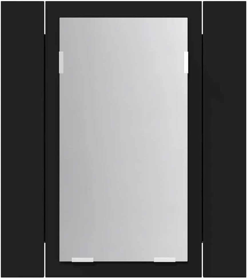 Veidrodinė vonios spintelė su LED, juoda, 40x12x45cm, akrilas