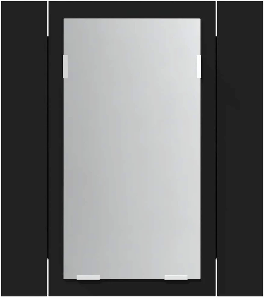 Veidrodinė vonios spintelė su LED, juoda, 40x12x45cm, akrilas