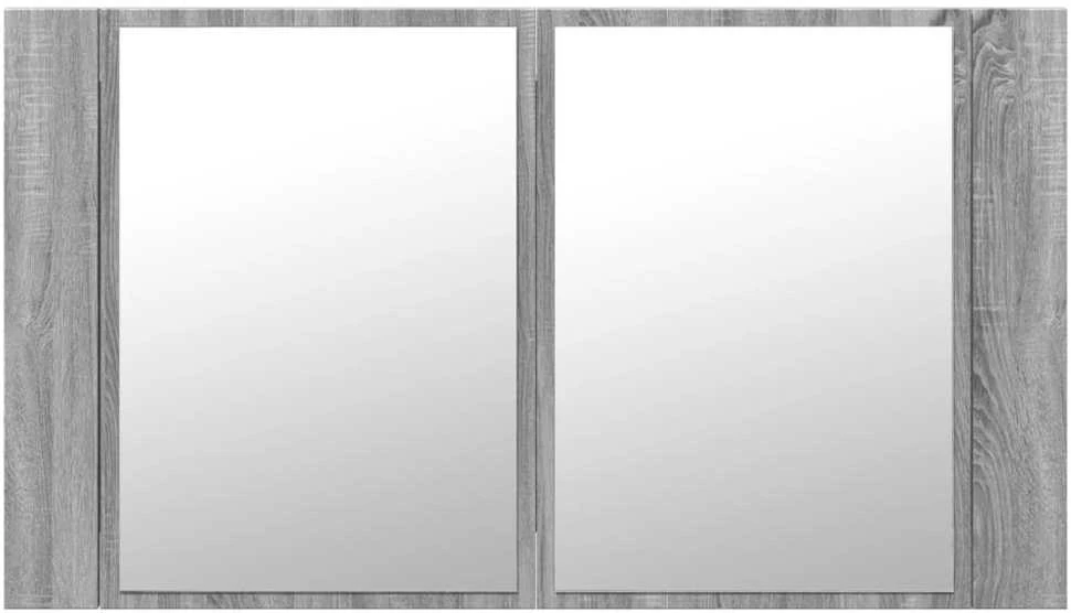 Veidrodinė vonios spintelė su LED, pilka, 80x12x45cm, akrilas