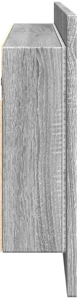 Veidrodinė vonios spintelė su LED, pilka ąžuolo, 100x12x45cm