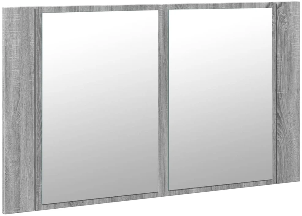 Veidrodinė vonios spintelė su LED, pilka, 80x12x45cm, akrilas