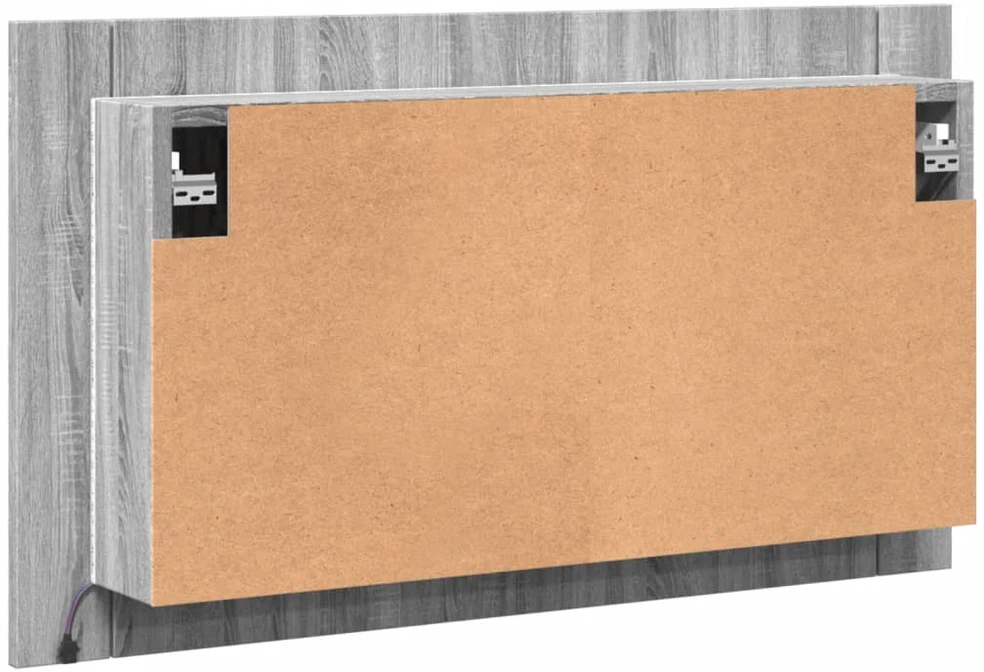 Veidrodinė vonios spintelė su LED, pilka, 80x12x45cm, akrilas