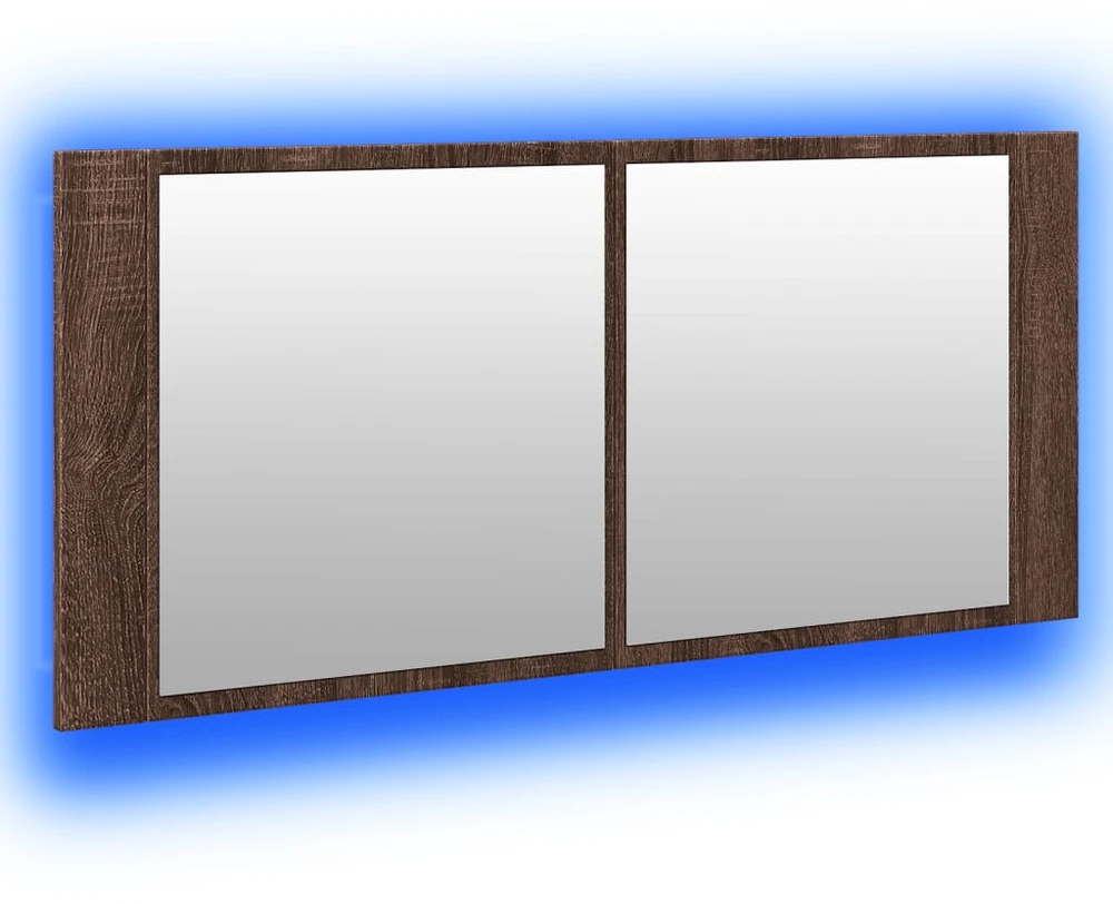 Veidrodinė vonios spintelė su LED, ruda ąžuolo, 100x12x45cm