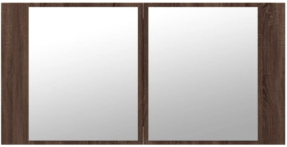 Veidrodinė vonios spintelė su LED, ruda, 90x12x45cm, akrilas