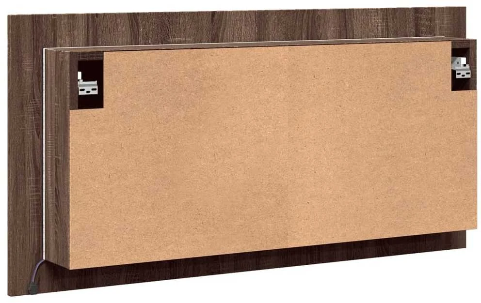 Veidrodinė vonios spintelė su LED, ruda, 90x12x45cm, akrilas
