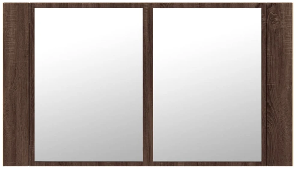 Veidrodinė vonios spintelė su LED, ruda, 80x12x45cm, akrilas