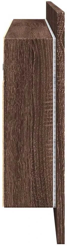 Veidrodinė vonios spintelė su LED, ruda ąžuolo, 100x12x45cm