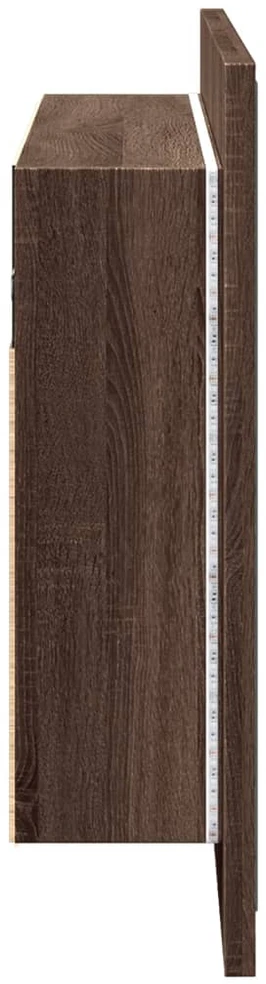 Veidrodinė vonios spintelė su LED, ruda, 90x12x45cm, akrilas