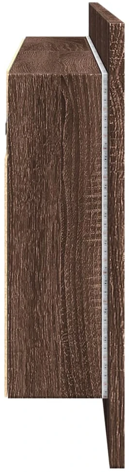 Veidrodinė vonios spintelė su LED, ruda ąžuolo, 100x12x45cm