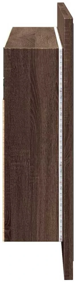 Veidrodinė vonios spintelė su LED, ruda, 90x12x45cm, akrilas