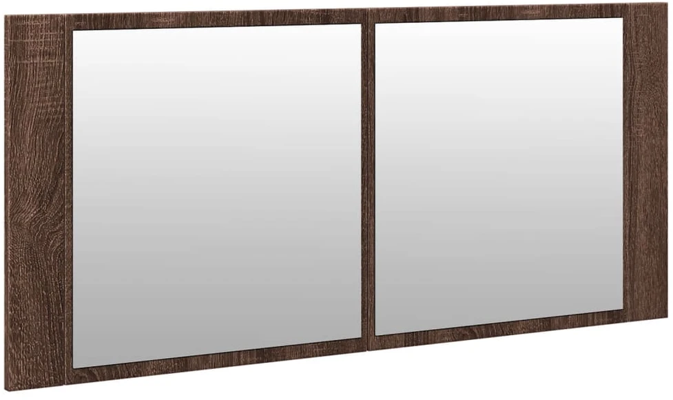 Veidrodinė vonios spintelė su LED, ruda ąžuolo, 100x12x45cm