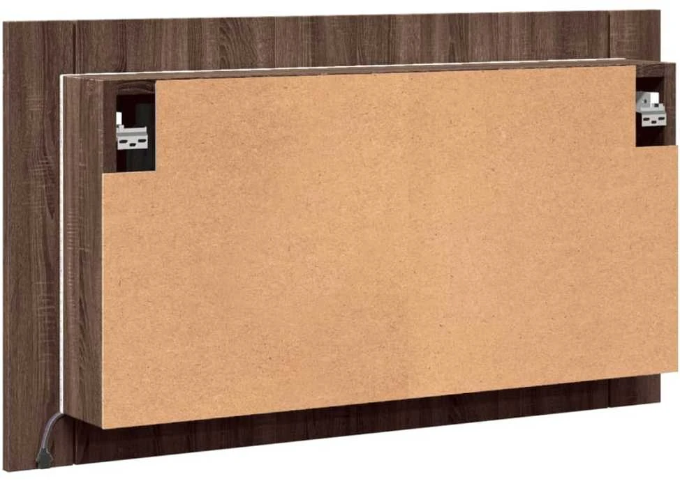 Veidrodinė vonios spintelė su LED, ruda, 80x12x45cm, akrilas