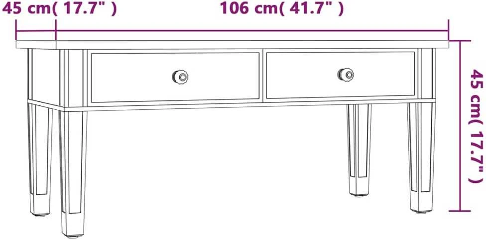 Veidrodinis kavos staliukas, 106x45x45cm, mediena ir stiklas