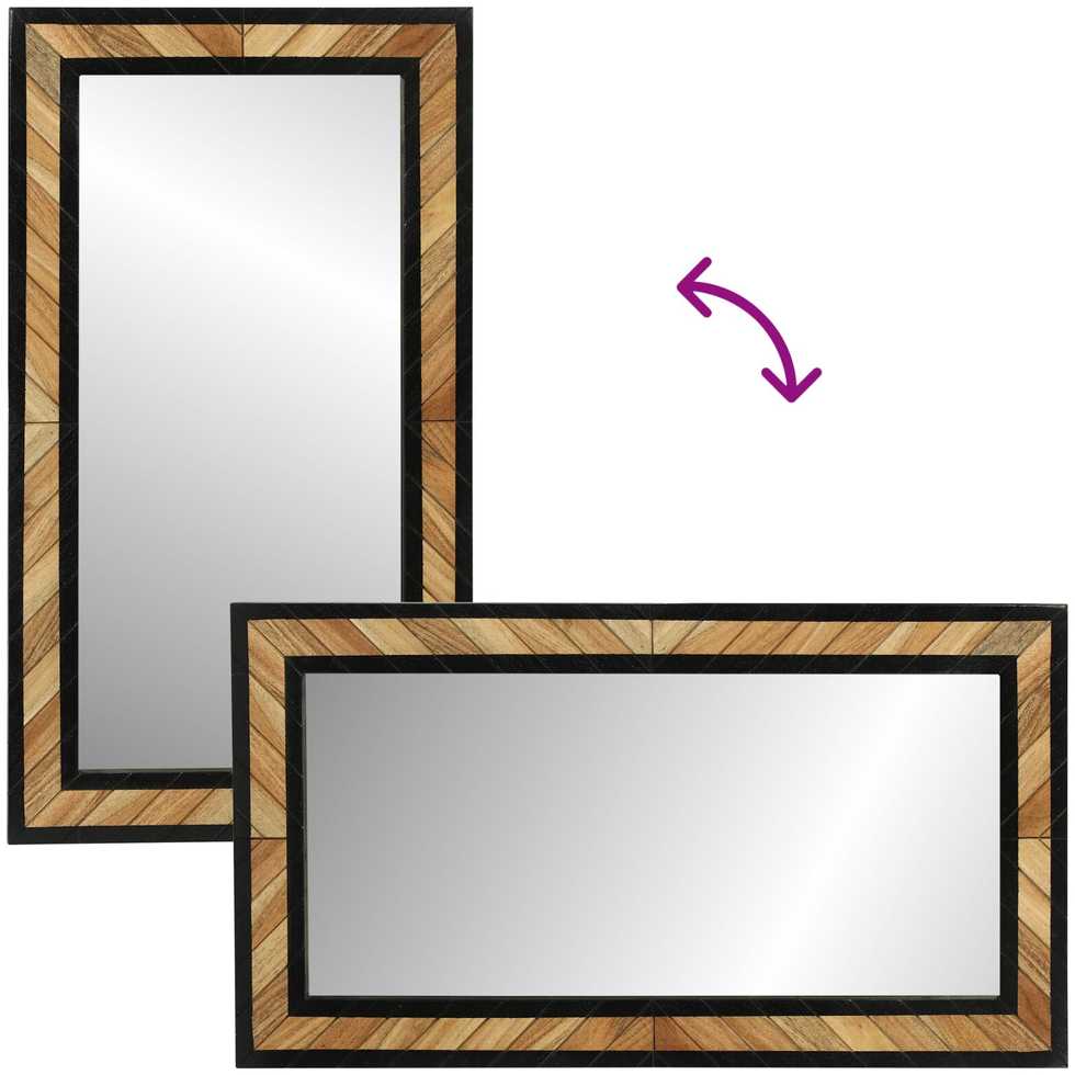Sieninis veidrodis Stačiakampio Juoda ir Ruda 50 x 2 x 90 cm
