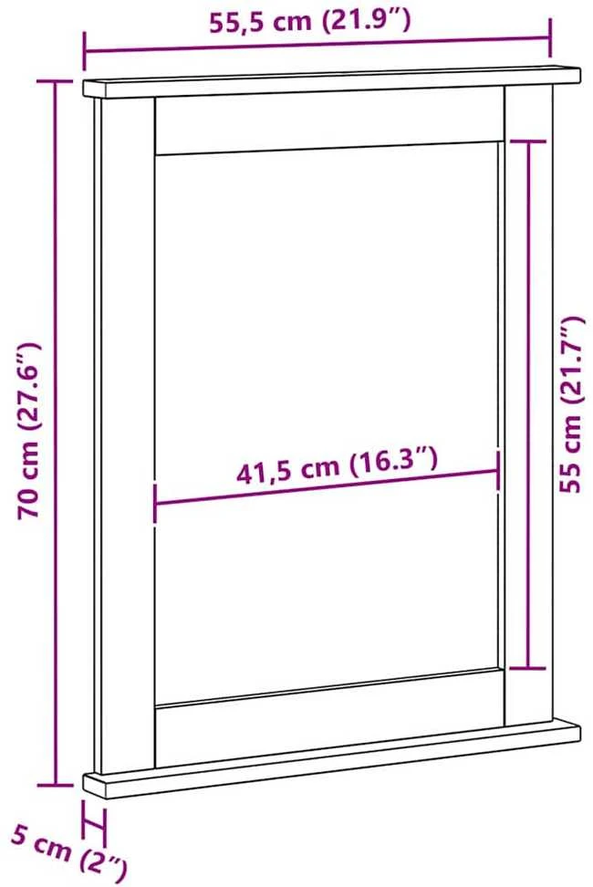 Veidrodis VIGO Medus ruda 55,5 x 5 x 70 cm Pušies masyvas