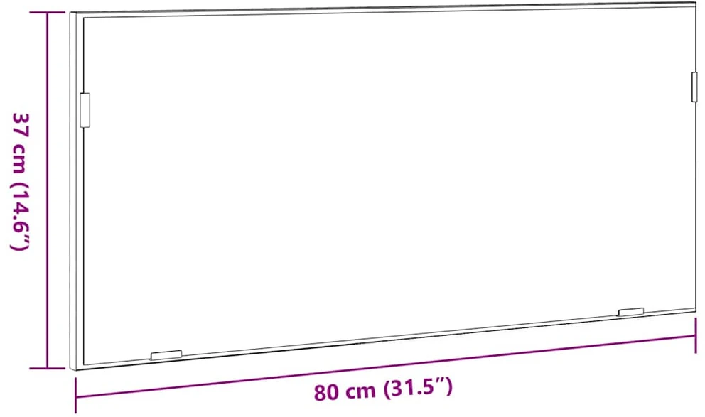 Veidrodis juoda ąžuolo 80 x 37 cm Stiklas ir inžinerinė mediena