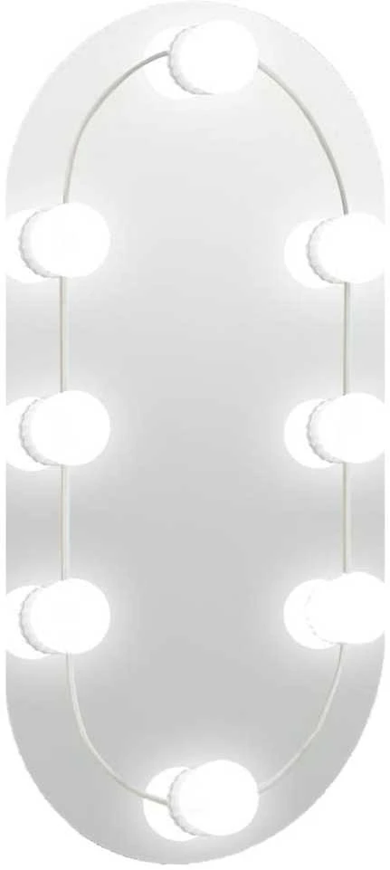 Veidrodis su LED lemputėmis, 40x20cm, stiklas, ovalo formos