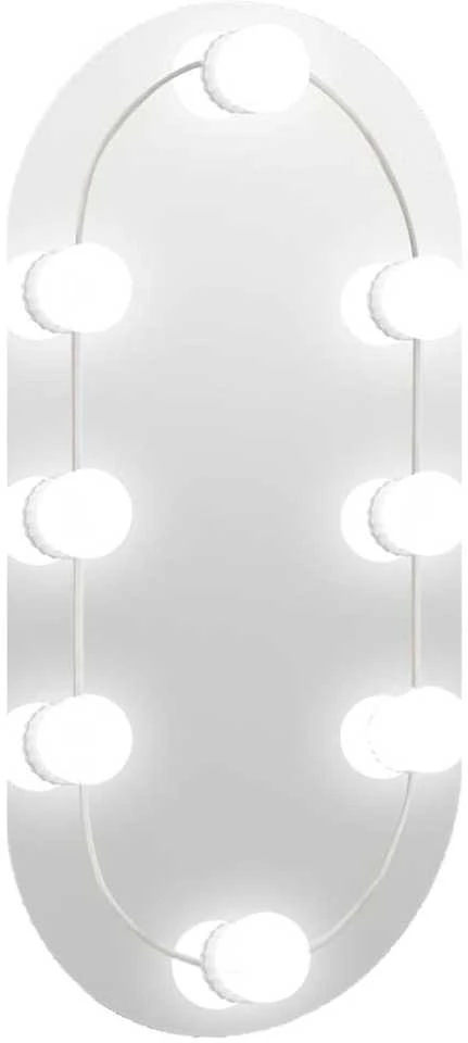 Veidrodis su LED lemputėmis, 40x20cm, stiklas, ovalo formos
