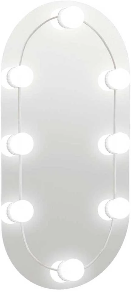 Veidrodis su LED lemputėmis, 60x30cm, stiklas, ovalo formos