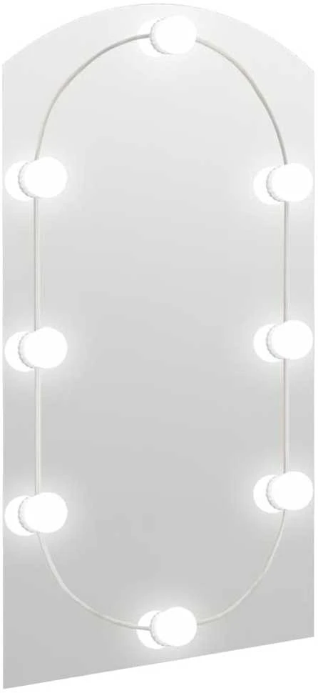 Veidrodis su LED lemputėmis, 90x45cm, stiklas, arkos formos