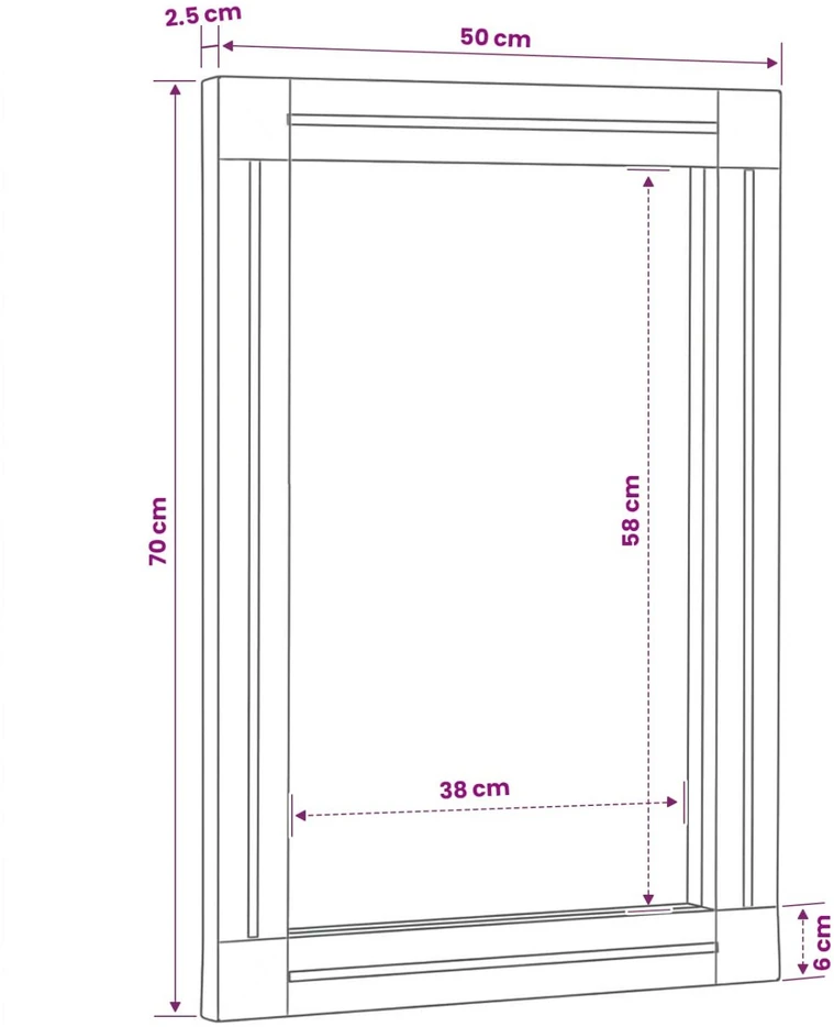 Veidrodis su veidrodžiu Ruda ir juoda 70 x 50 x 3 cm Stiklas