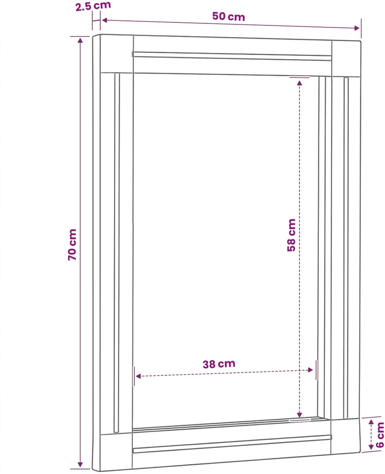 Veidrodis su veidrodžiu Ruda ir juoda 70 x 50 x 3 cm Stiklas