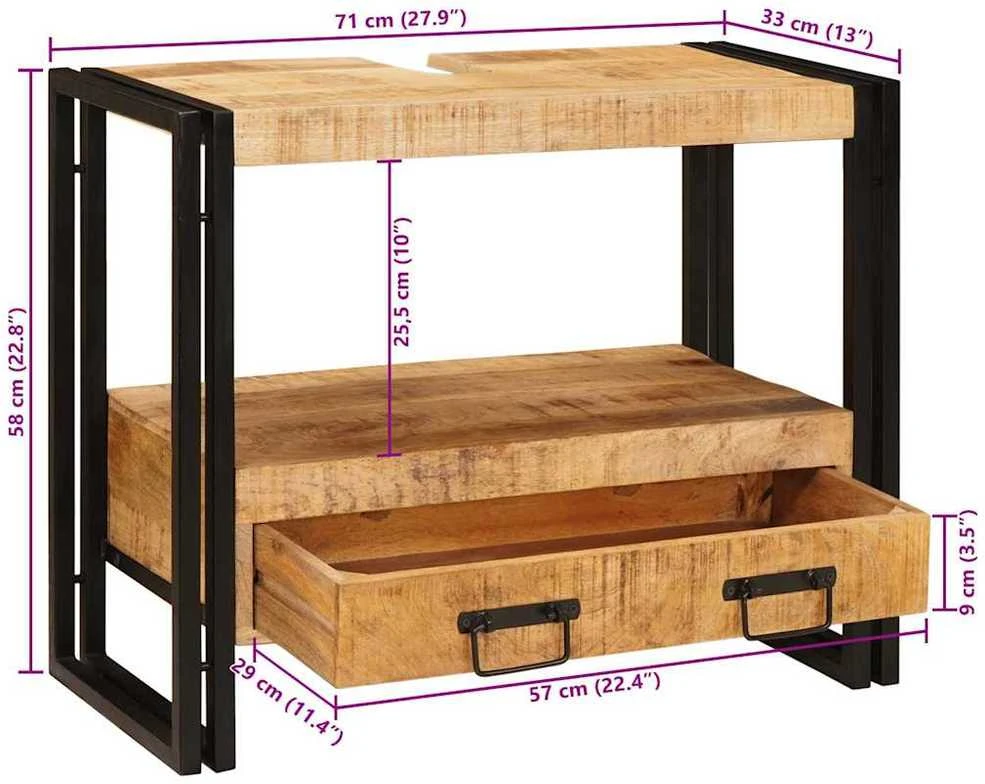 Veidrodžių kabinetas Ruda 71 x 33 x 58 cm Kietas mango medis
