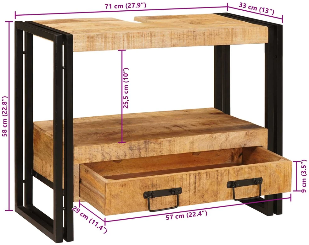 Veidrodžių kabinetas Ruda 71 x 33 x 58 cm Kietas mango medis
