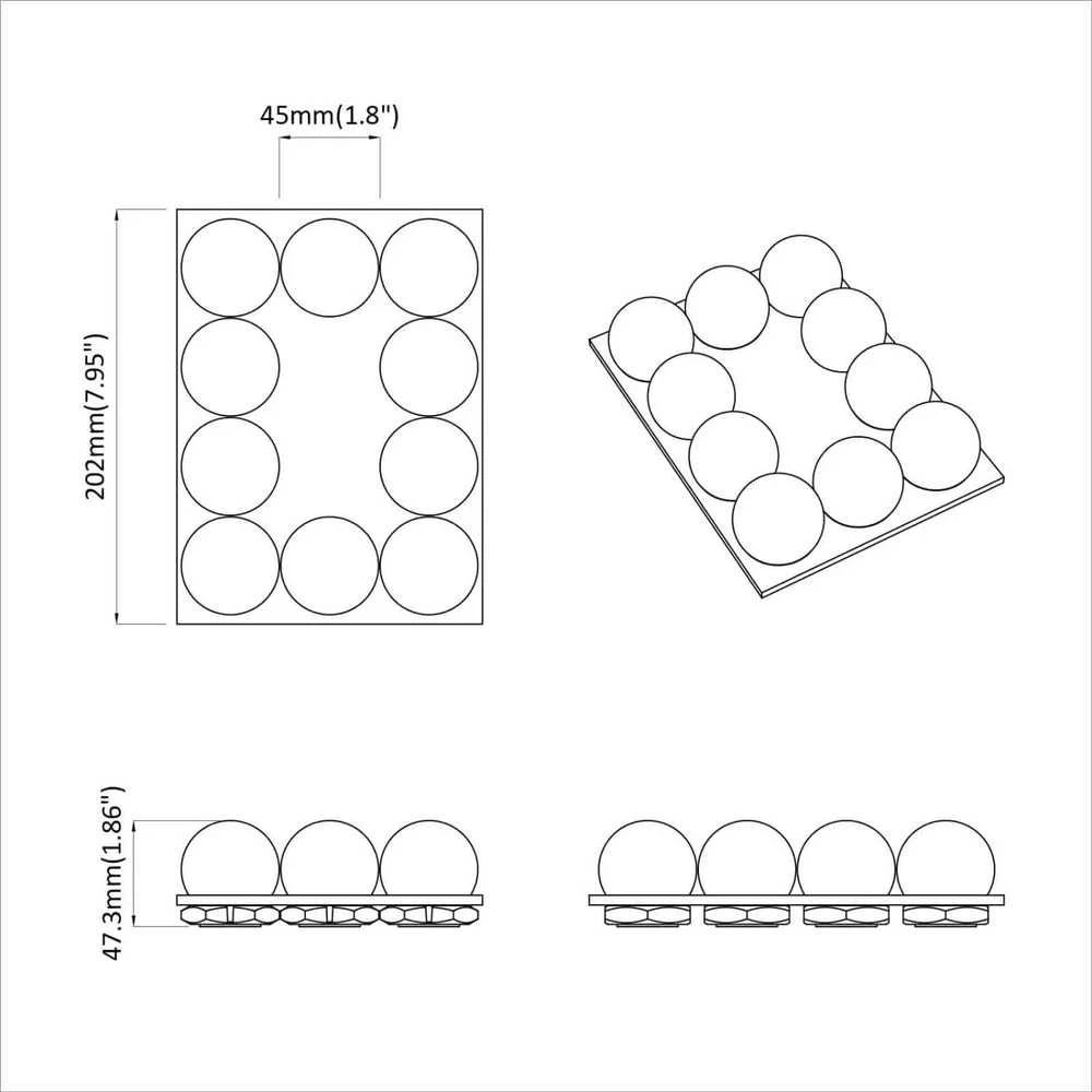Veidrodžių šviestuvai 12 vnt. Balta 4,5 x 4,5 x 4,7 cm