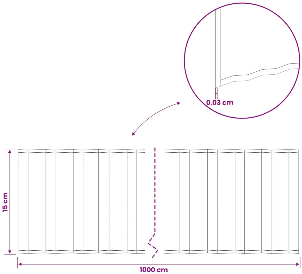 vidaxl Vejo kraštas 10 m x 15 cm Galvanizuotas plienas Sidabrinė