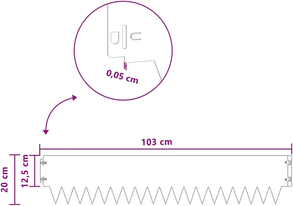Vejo kraštas 10 vnt. 103 x 20 cm Plienas Balta