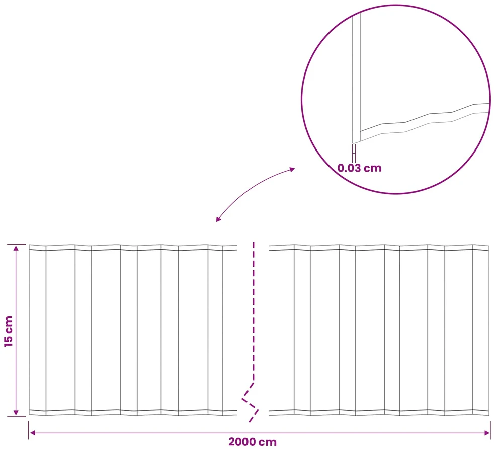 vidaxl Vejo kraštas 20 m x 15 cm Galvanizuotas plienas Sidabrinė