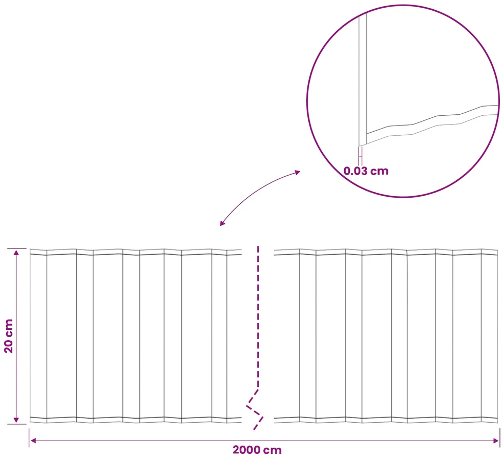 vidaxl Vejo kraštas 20 m x 20 cm Galvanizuotas plienas Sidabrinė