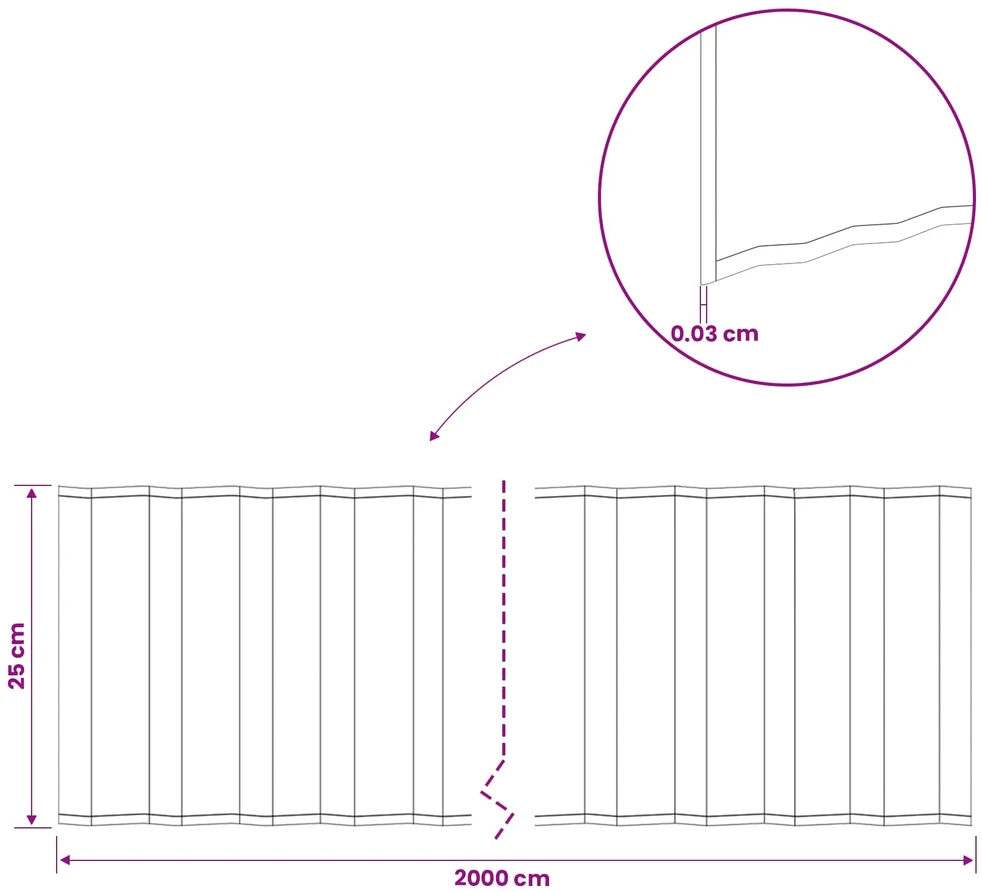 vidaxl Vejo kraštas 20 m x 25 cm Galvanizuotas plienas Sidabrinė