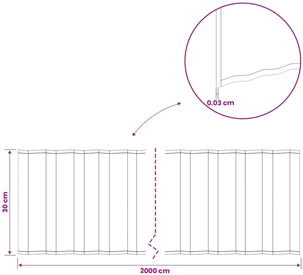 vidaxl Vejo kraštas 20 m x 30 cm Galvanizuotas plienas Sidabrinė